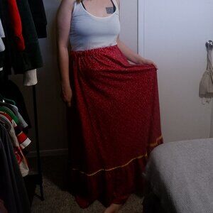 Vintage Retro 70s Maxi Peasant Skirt Ric Rac Gunne Sax Style Prairie Skirt